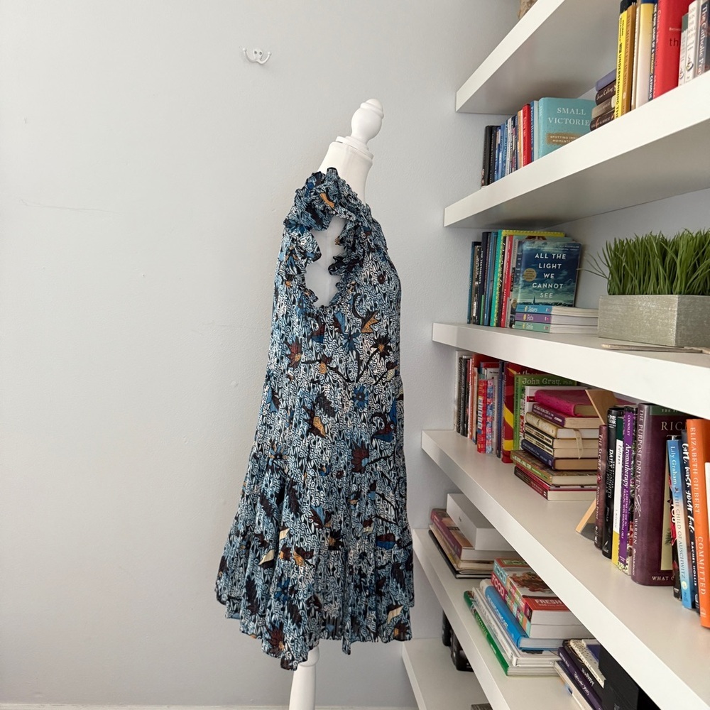 ULLA JOHNSON Denia Ruffle-Sleeve Tiered Mini Dress Sz 10 - Picture 7 of 13